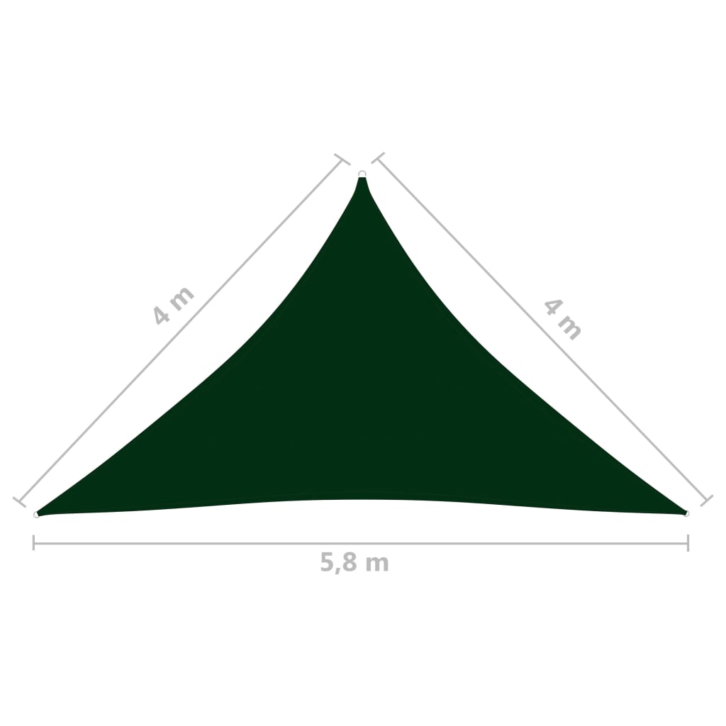 vidaXL Toldo de vela triangular de tela oxford verde oscuro 4x4x5,8 m