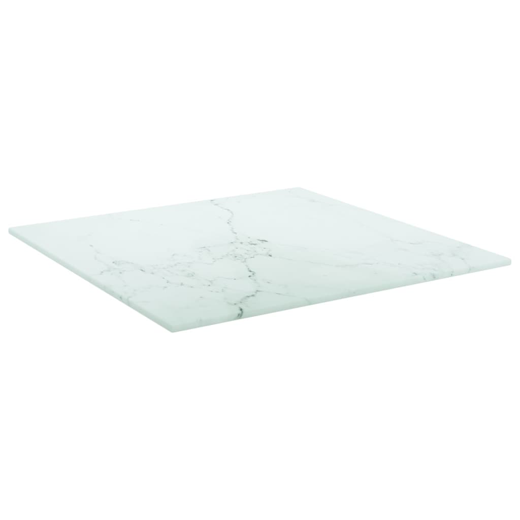 vidaXL Tablero mesa diseño mármol vidrio templado blanco 40x40 cm 6 mm