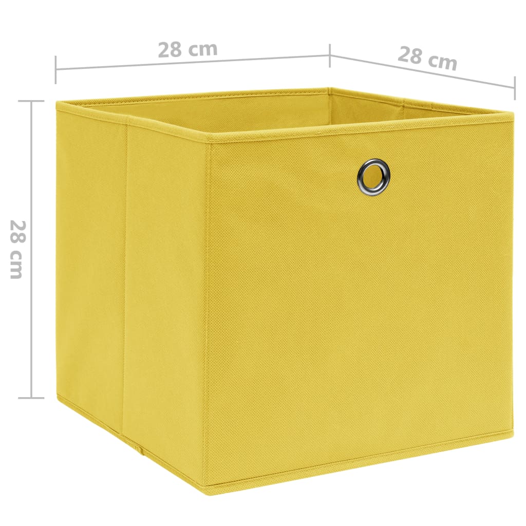 vidaXL Cajas de almacenaje 10 uds tela no tejida amarillo 28x28x28 cm