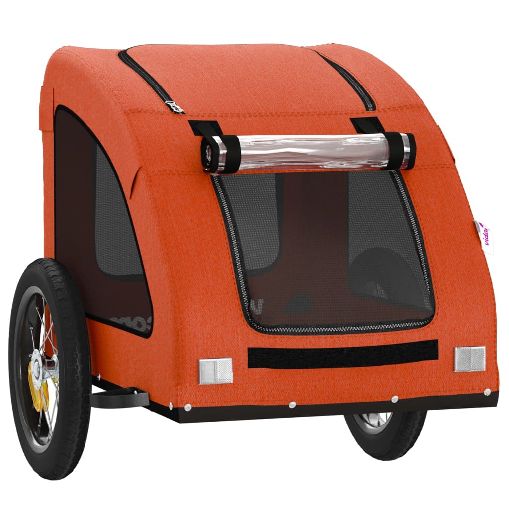 vidaXL Remolque de bicicleta mascotas hierro tela Oxford naranja