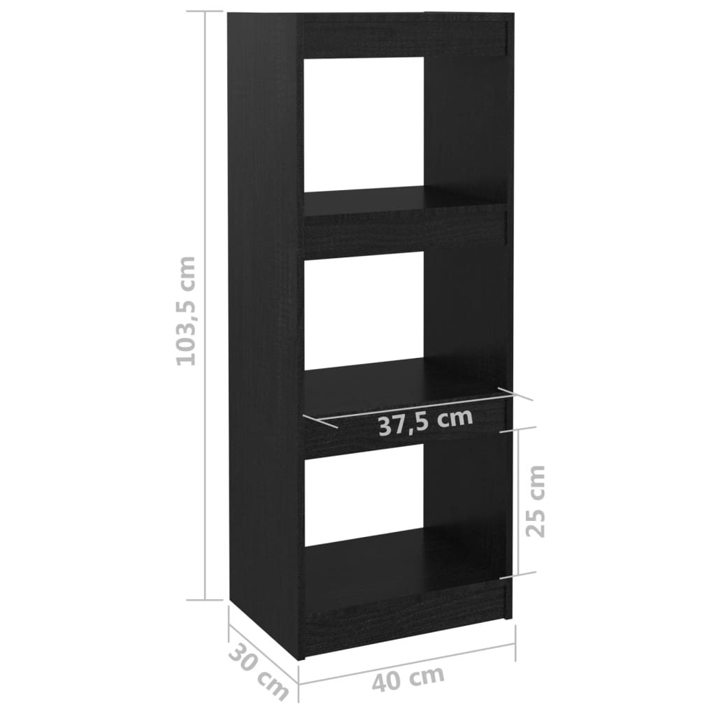 vidaXL Estantería/divisor espacios madera pino negro 40x30x103,5 cm