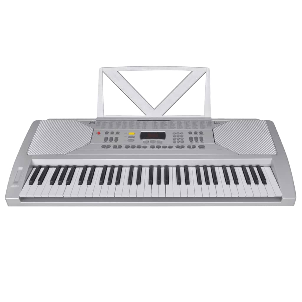 vidaXL Juego de teclado eléctrico con 61 teclas plateado y negro