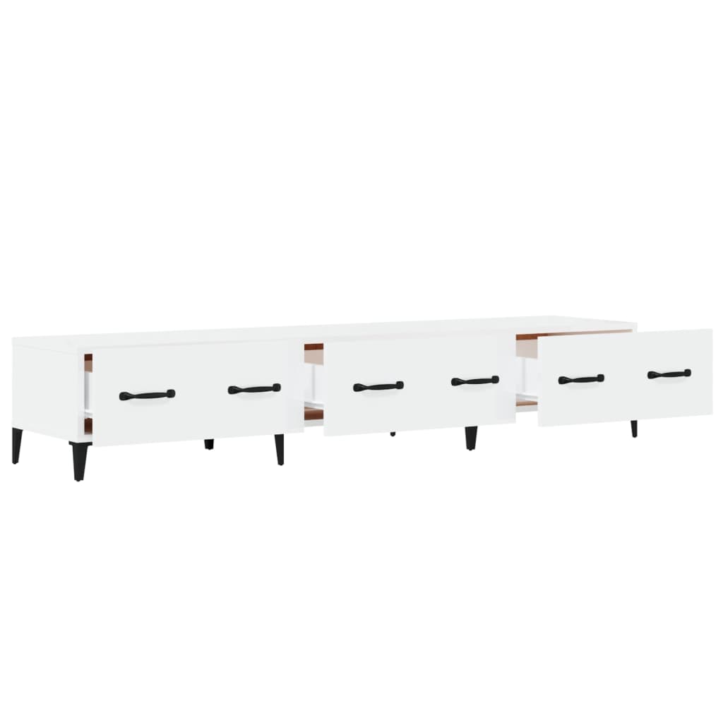 vidaXL Mueble de TV madera contrachapada blanco brillo 150x34,5x30 cm