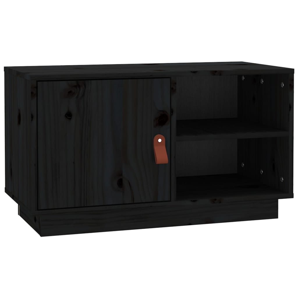 vidaXL Mueble de TV de madera maciza de pino negro 70x34x40 cm
