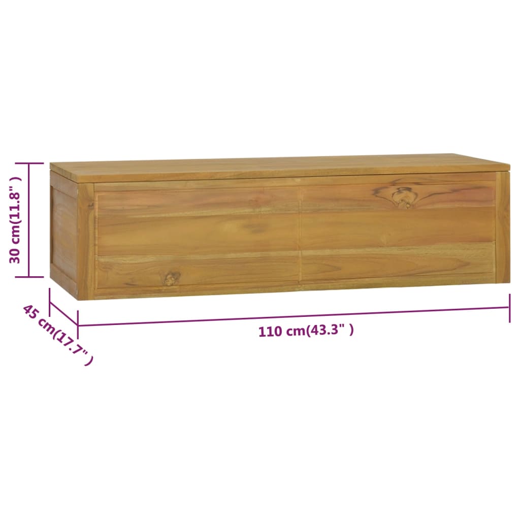 vidaXL Armario de baño de pared madera maciza de teca 110x45x30 cm