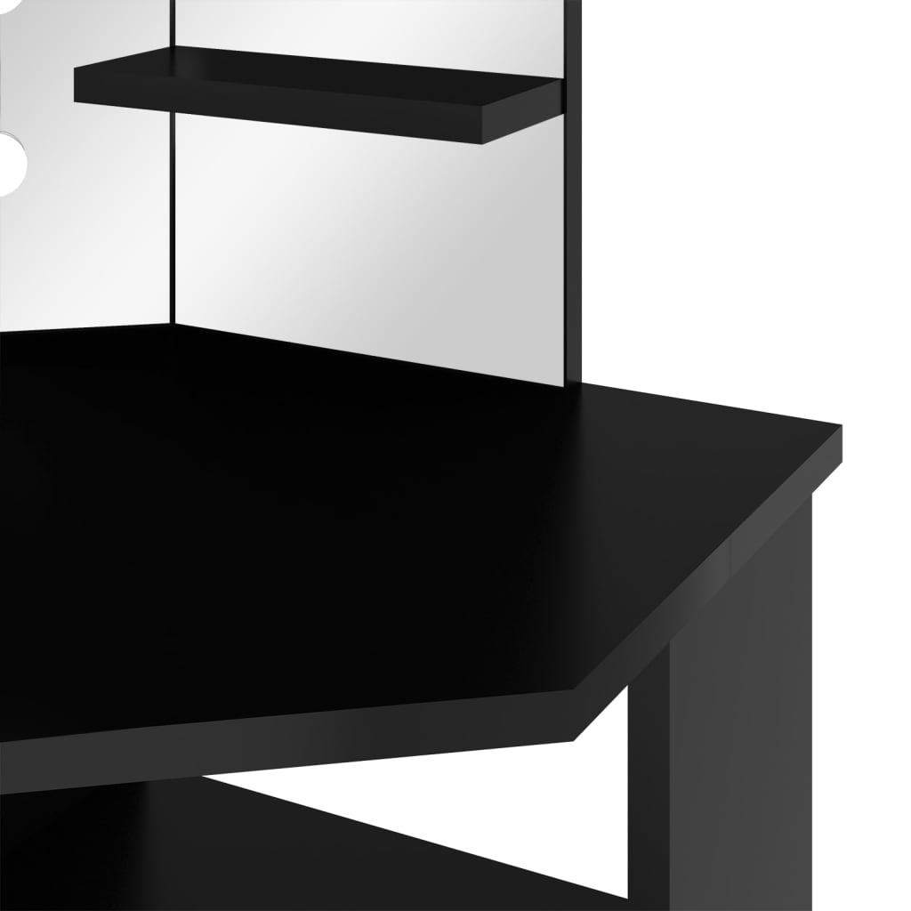 vidaXL Tocador de esquina con LED negro 111x54x141,5 cm