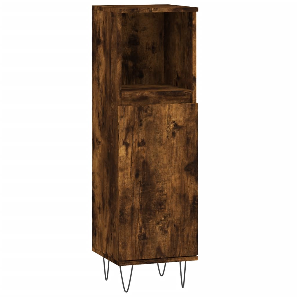 vidaXL Armario de baño madera contrachapada roble ahumado 30x30x100 cm