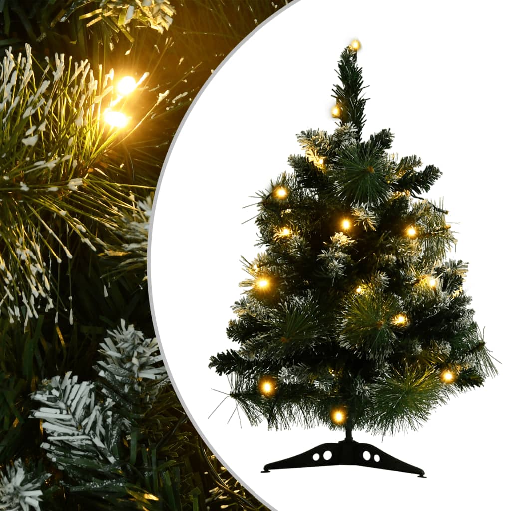 vidaXL Árbol de Navidad preiluminado con luces y soporte verde 60 cm