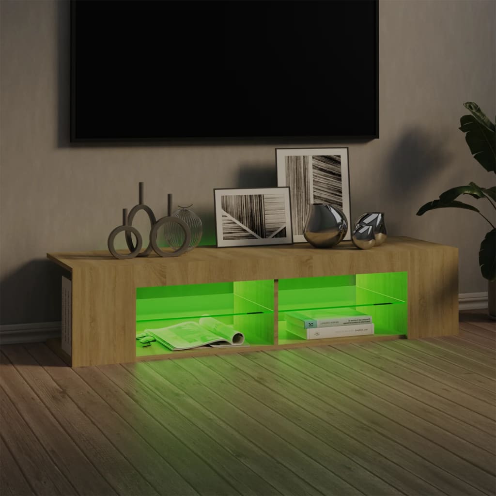 vidaXL Mueble de TV con luces LED roble Sonoma 135x39x30 cm