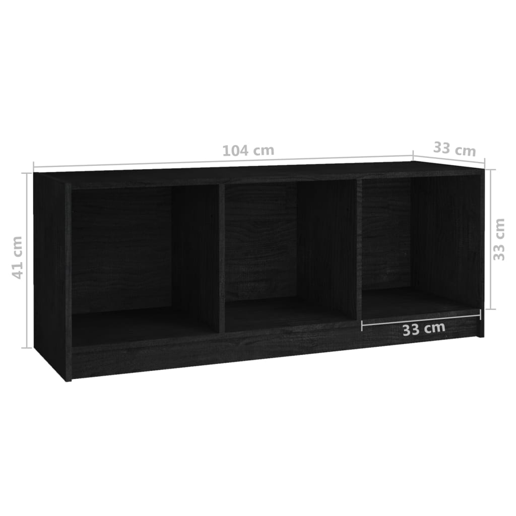 vidaXL Mueble de TV madera maciza de pino negro 104x33x41 cm