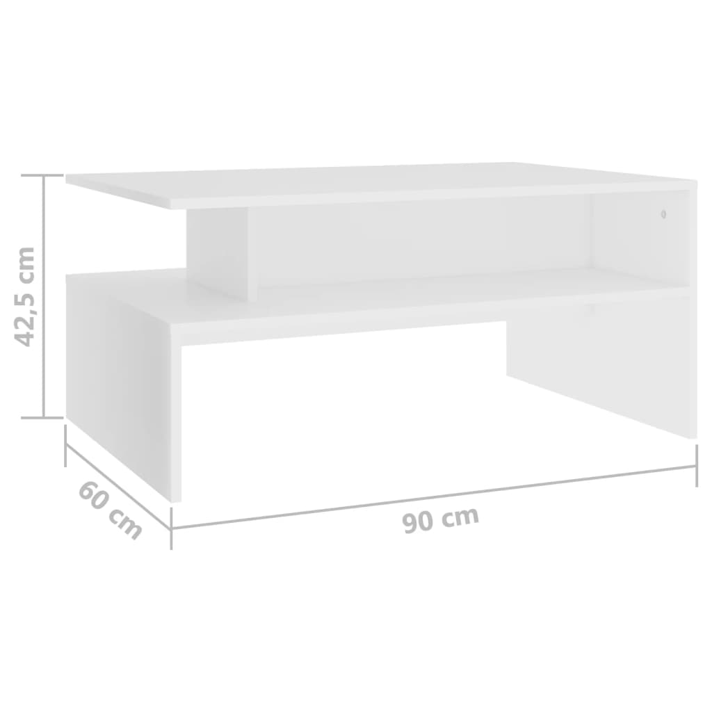 vidaXL Mesa de centro madera contrachapada blanco 90x60x42,5 cm