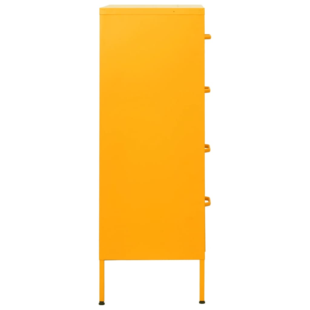 vidaXL Armario de cajones de acero amarillo mostaza 80x35x101,5 cm