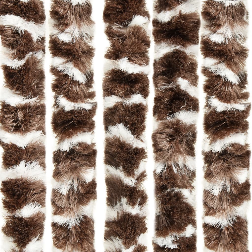 vidaXL Cortina antimoscas chenilla marrón y blanco 90x200 cm