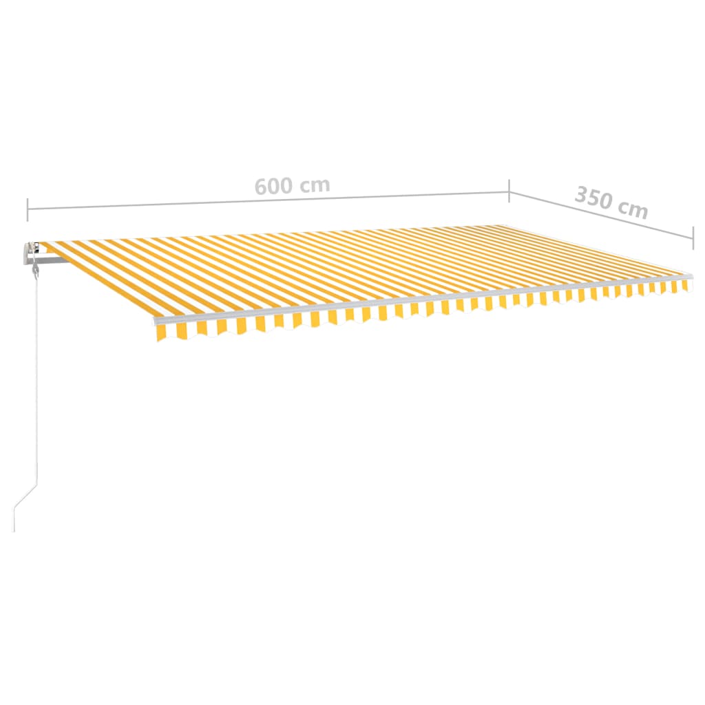 vidaXL Toldo manual retráctil con LED amarillo y blanco 6x3,5 m
