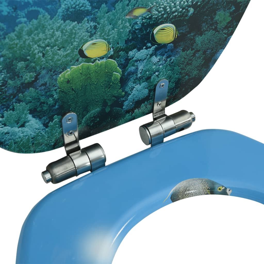 vidaXL Tapa de váter WC de cierre suave MDF diseño fondo submarino