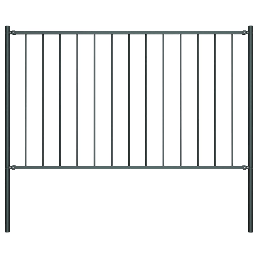 vidaXL Panel de valla y postes acero recubrimiento polvo gris 1,7x1 m