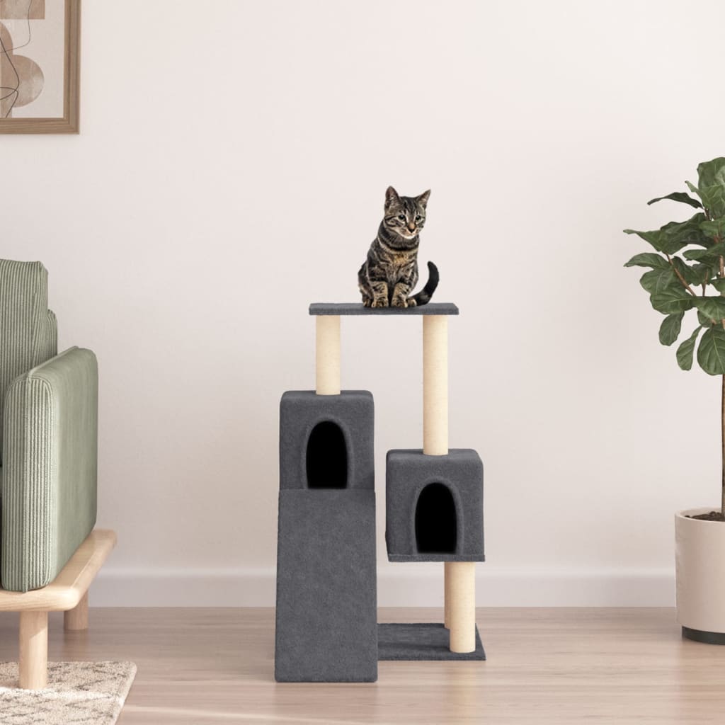 vidaXL Rascador para gatos con postes de sisal gris oscuro 82 cm