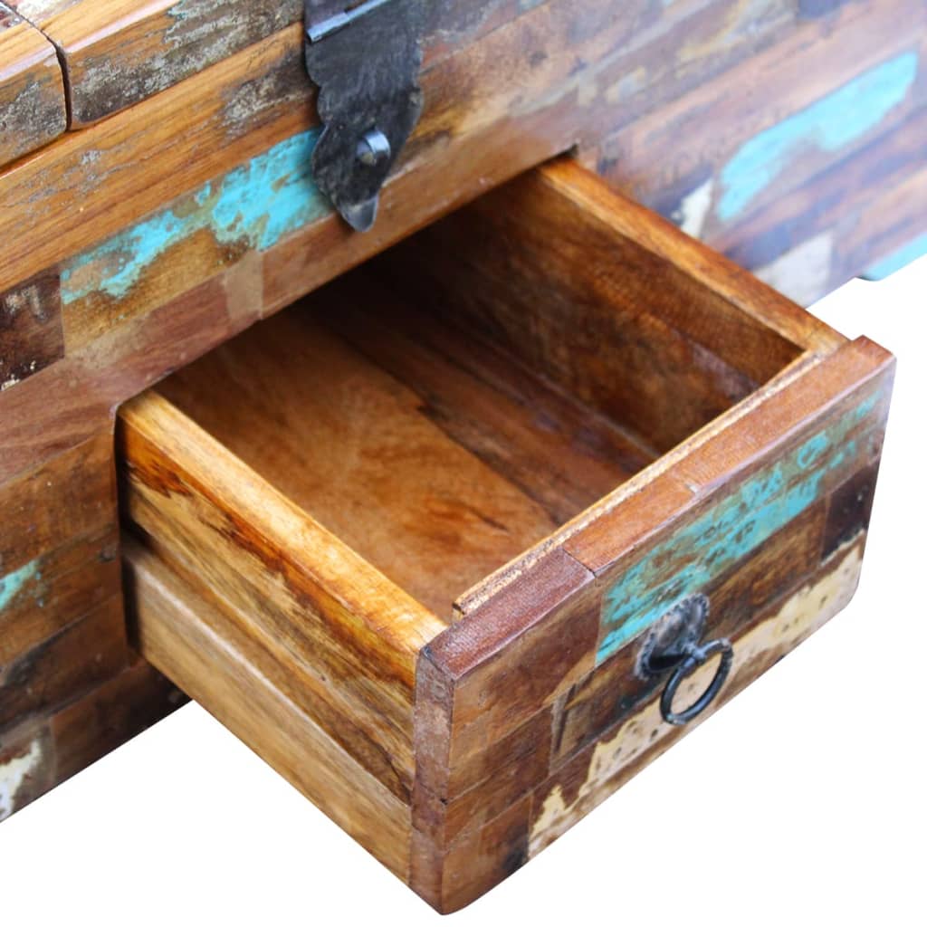 vidaXL Mesa de centro cofre de madera maciza reciclada 80x40x35 cm