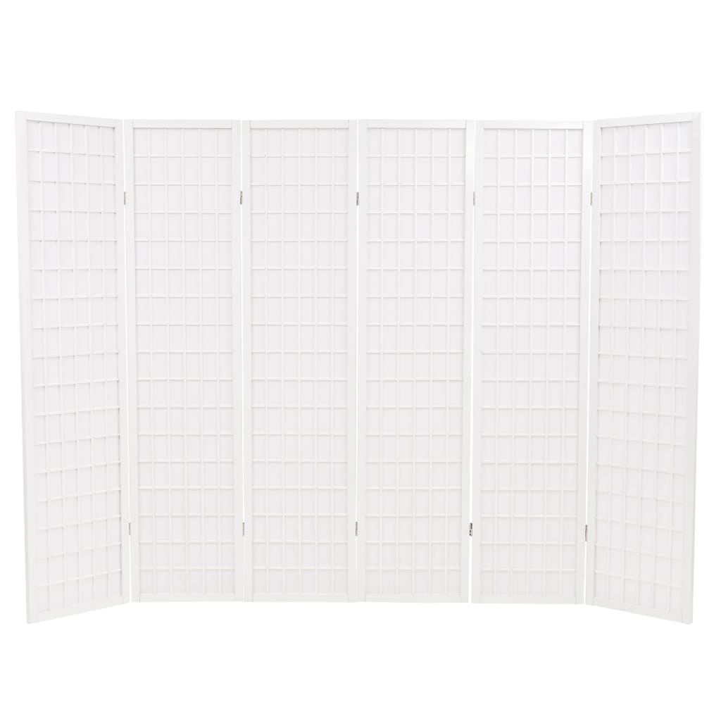vidaXL Biombo plegable con 6 paneles estilo japonés 240x170 cm blanco