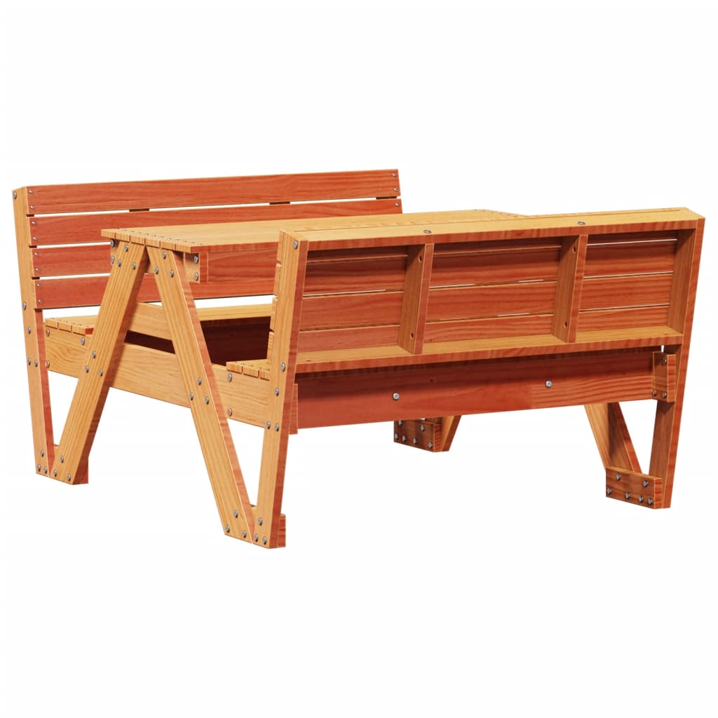 vidaXL Mesa de pícnic para niños madera pino marrón cera 88x122x58 cm