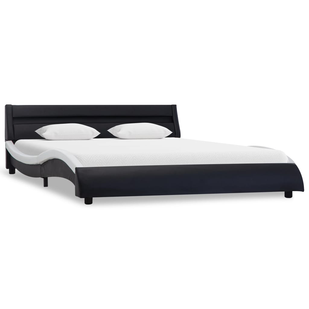 vidaXL Estructura cama con LED cuero sintético negro blanco 160x200 cm
