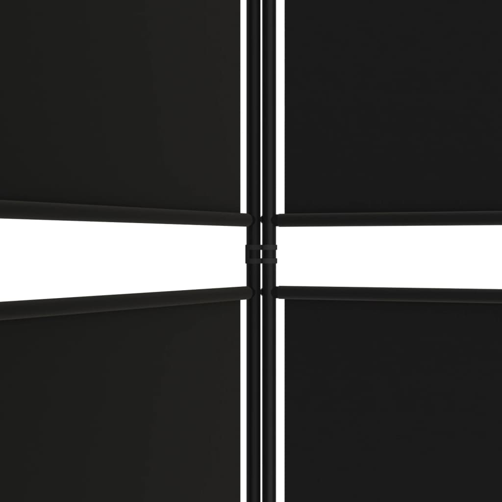 vidaXL Biombo divisor de 6 paneles de tela negro 300x180 cm