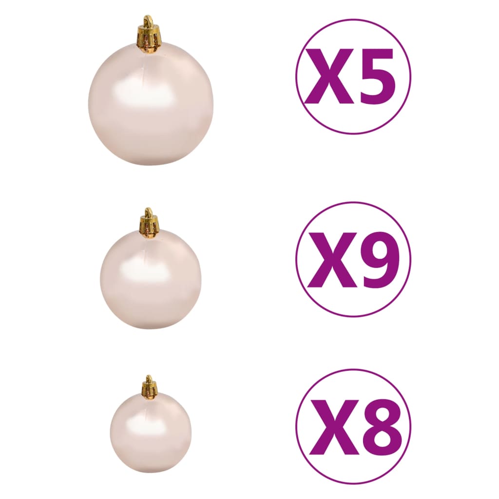 vidaXL Medio árbol de Navidad artificial LED y bolas blanco 180 cm