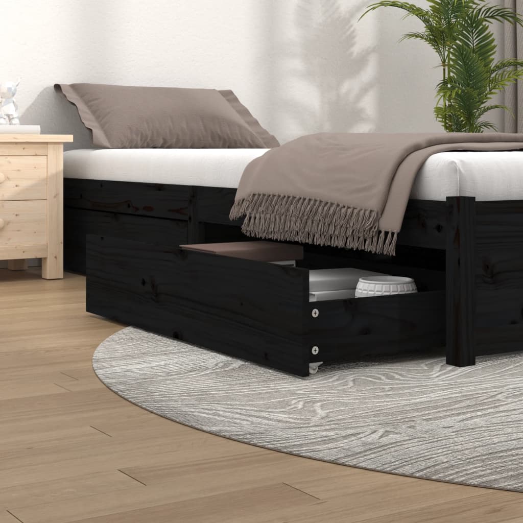vidaXL Cajones de cama 4 unidades madera maciza de pino negro