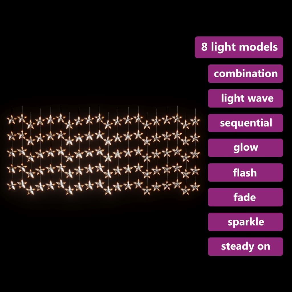 vidaXL Cortina de luces estrellas 500 LEDs blanco cálido 8 funciones