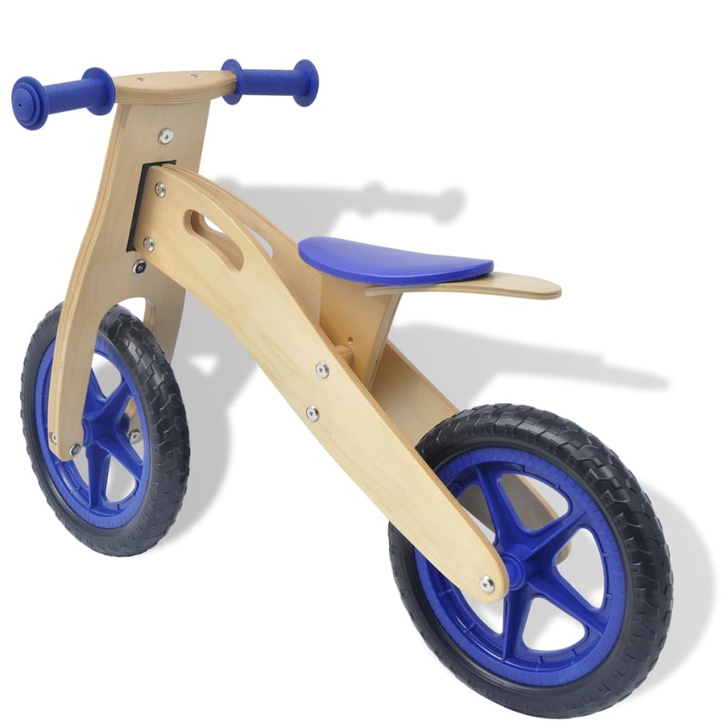 vidaXL Bicicleta sin pedales de madera azul