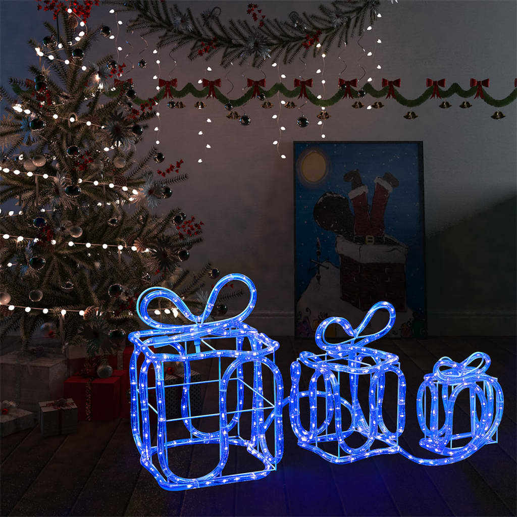 vidaXL Cajas de regalo adorno navideño 180 LED interior y exterior