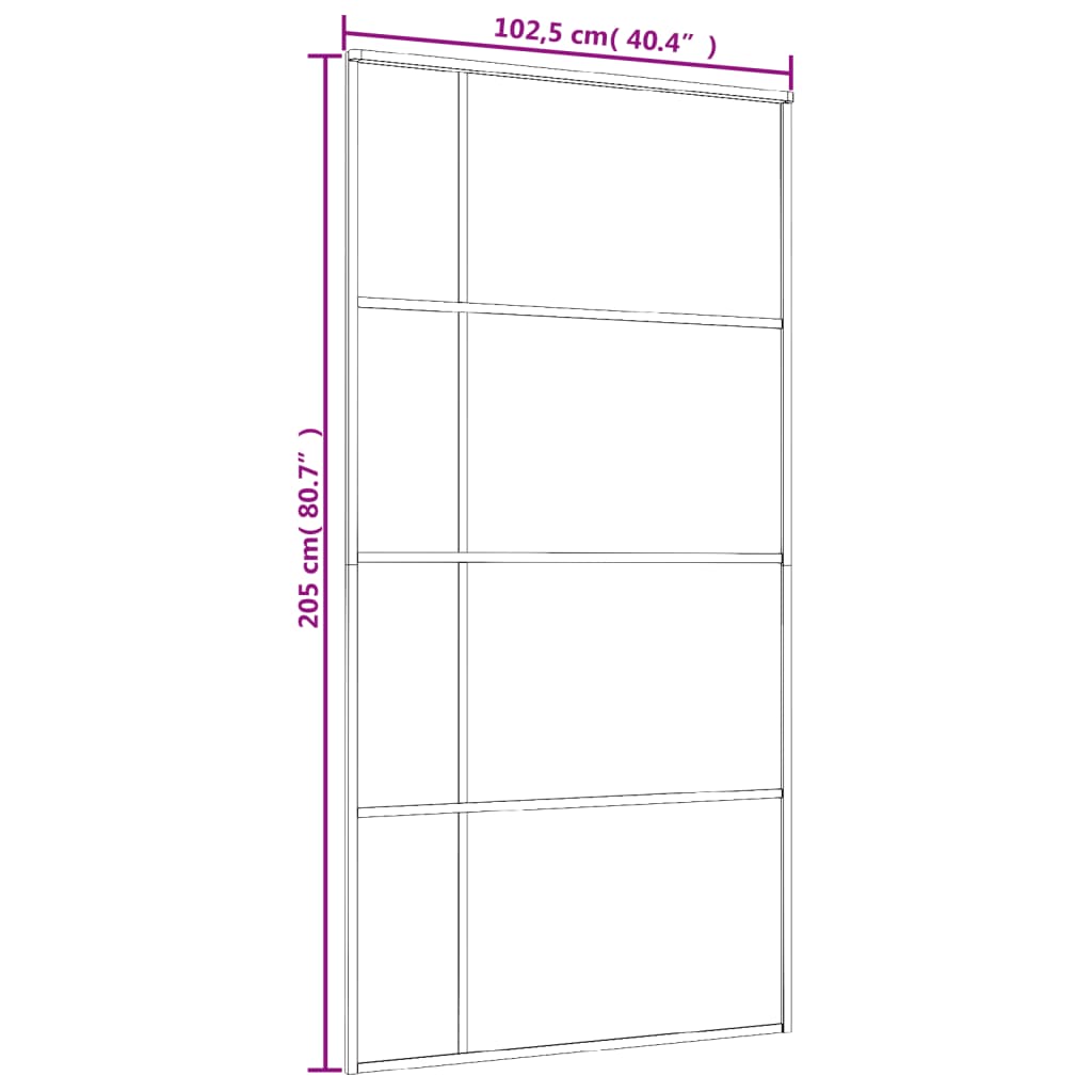 vidaXL Puerta corredera ESG vidrio y aluminio negra 102,5x205 cm