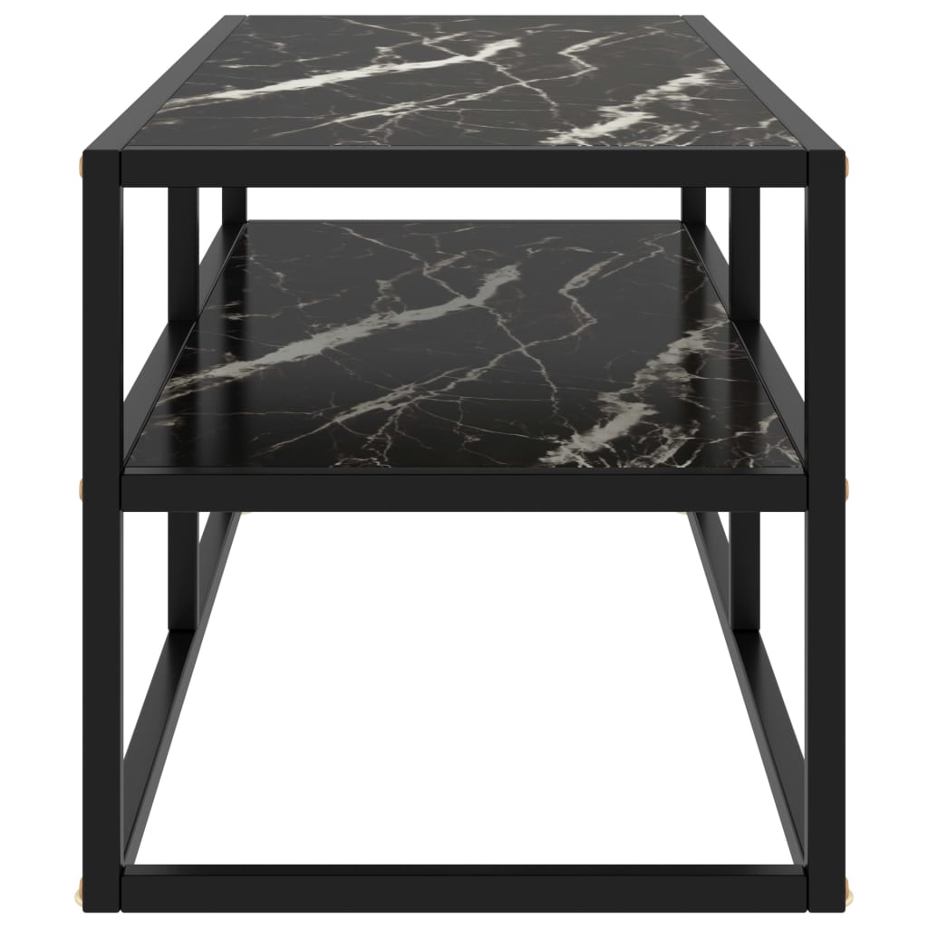 vidaXL Mueble para TV negro con vidrio de mármol negro 100x40x40 cm