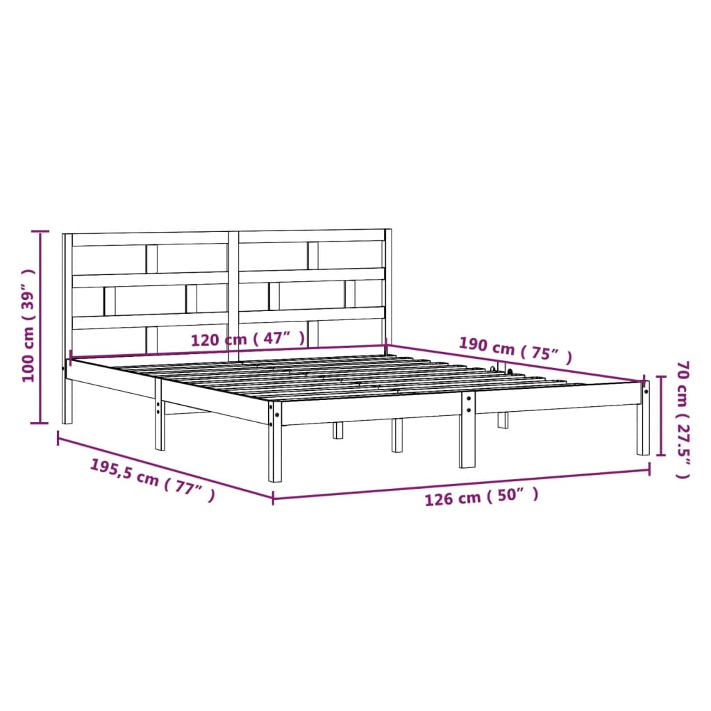 vidaXL Estructura de cama madera maciza blanco 120x190 cm