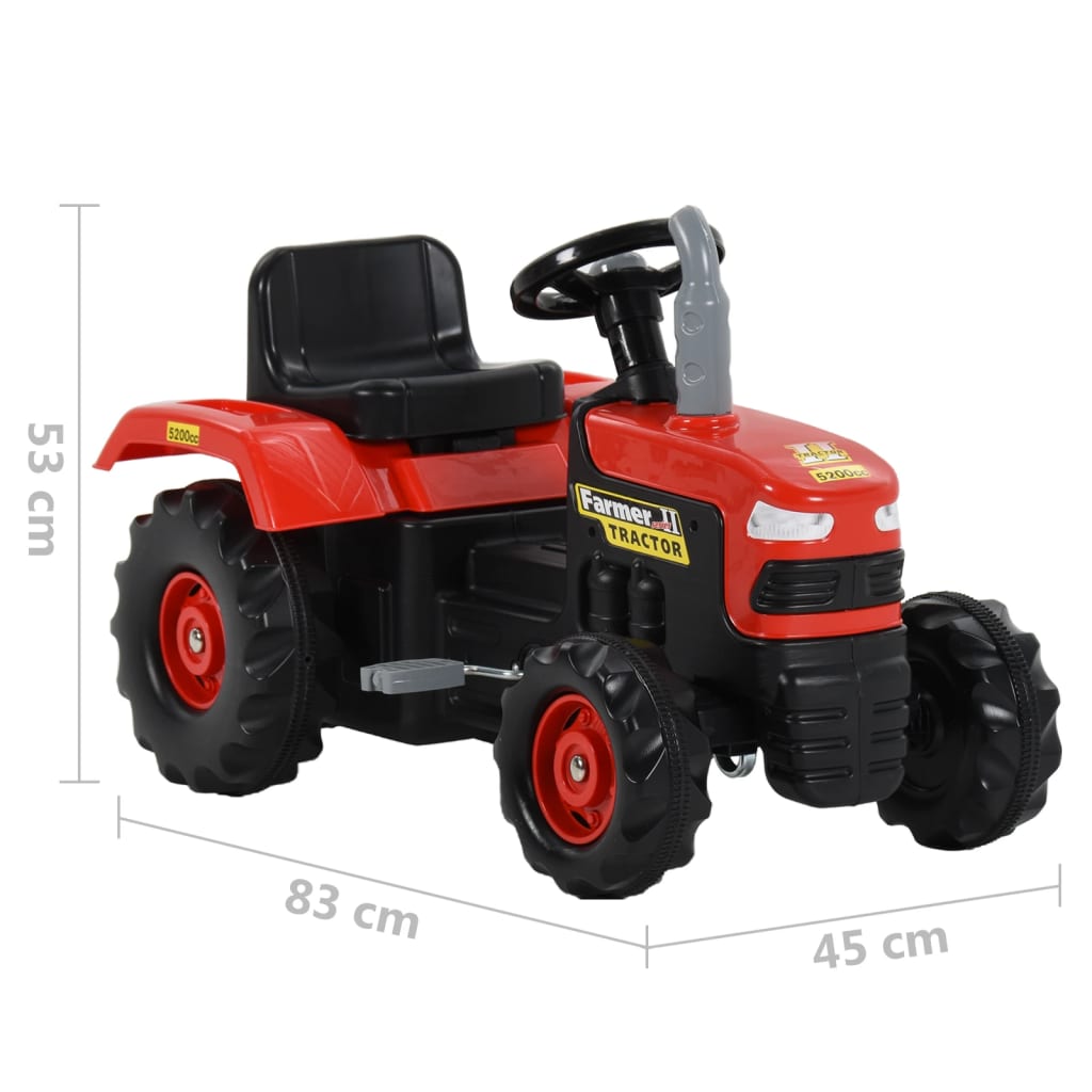 vidaXL Tractor para niños de pedales rojo y negro