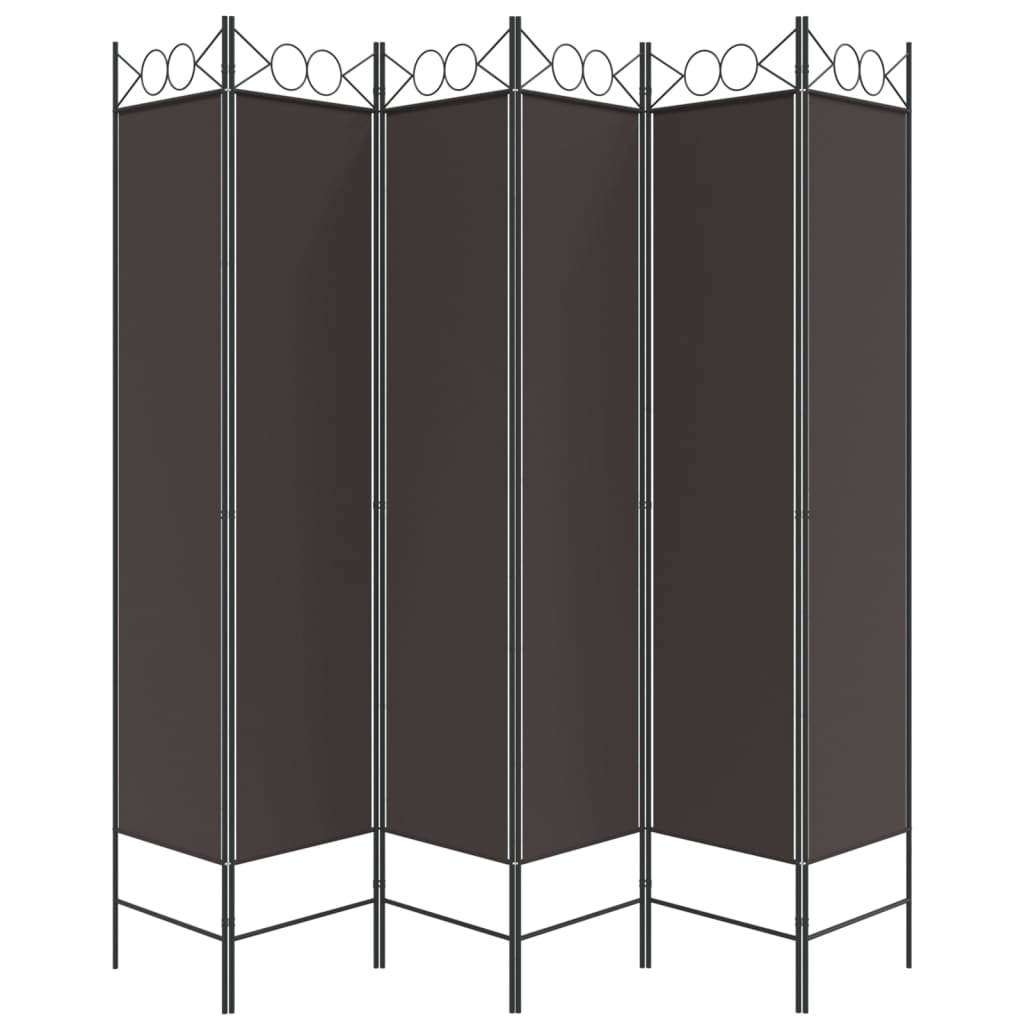 vidaXL Biombo divisor de 6 paneles de tela marrón 240x200 cm