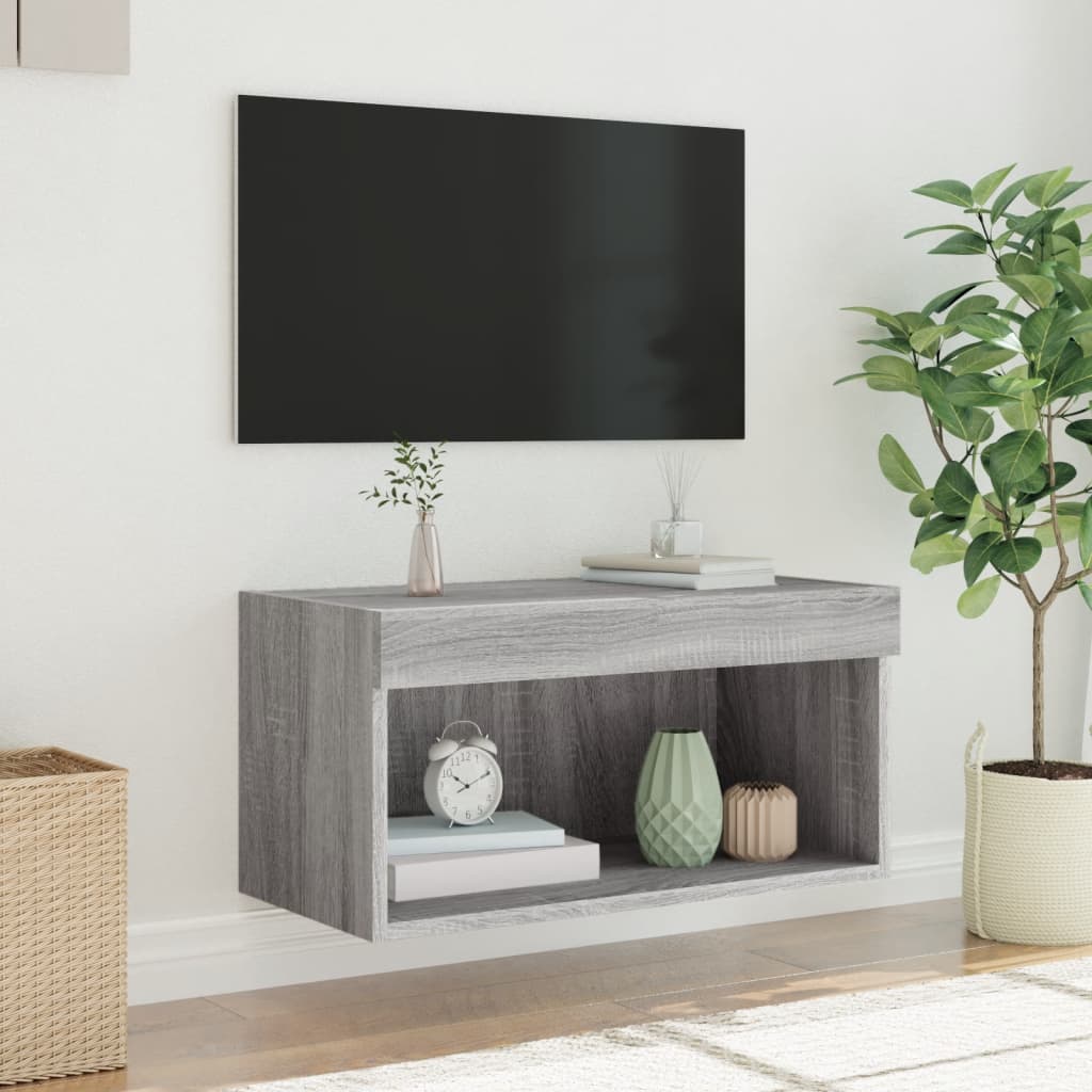 vidaXL Mueble para TV con luces LED gris Sonoma 60x30x30 cm