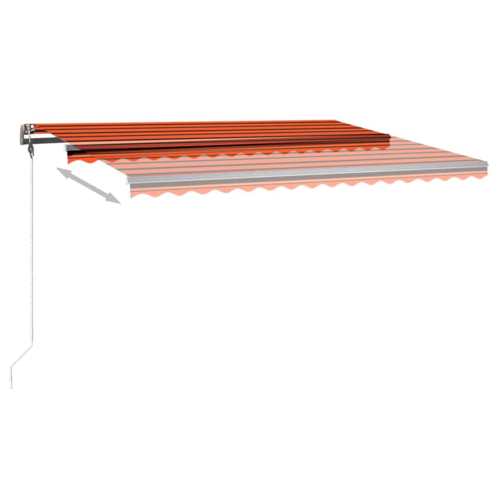vidaXL Toldo retráctil manual con luz LED naranja y marrón 400x350 cm