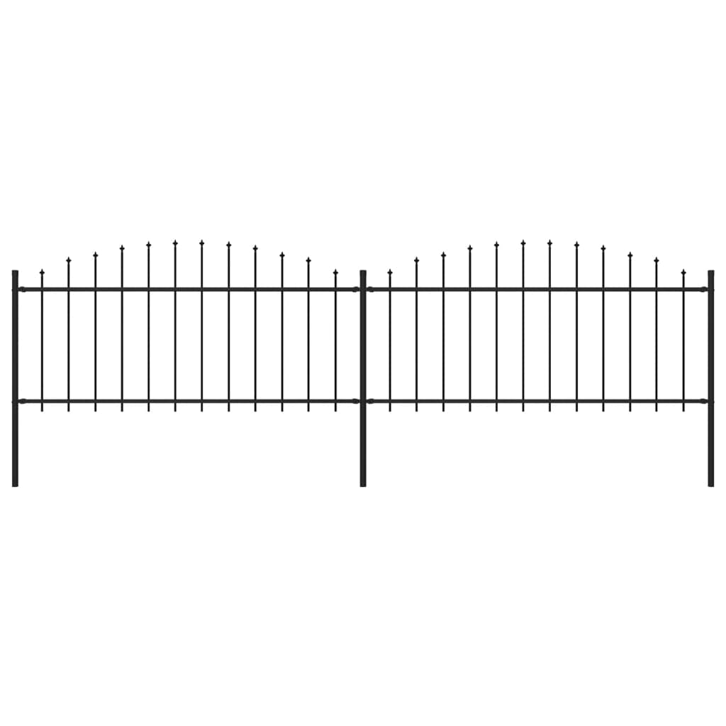 vidaXL Valla de jardín con puntas de lanza acero negro (0,5-0,75)x3,4m