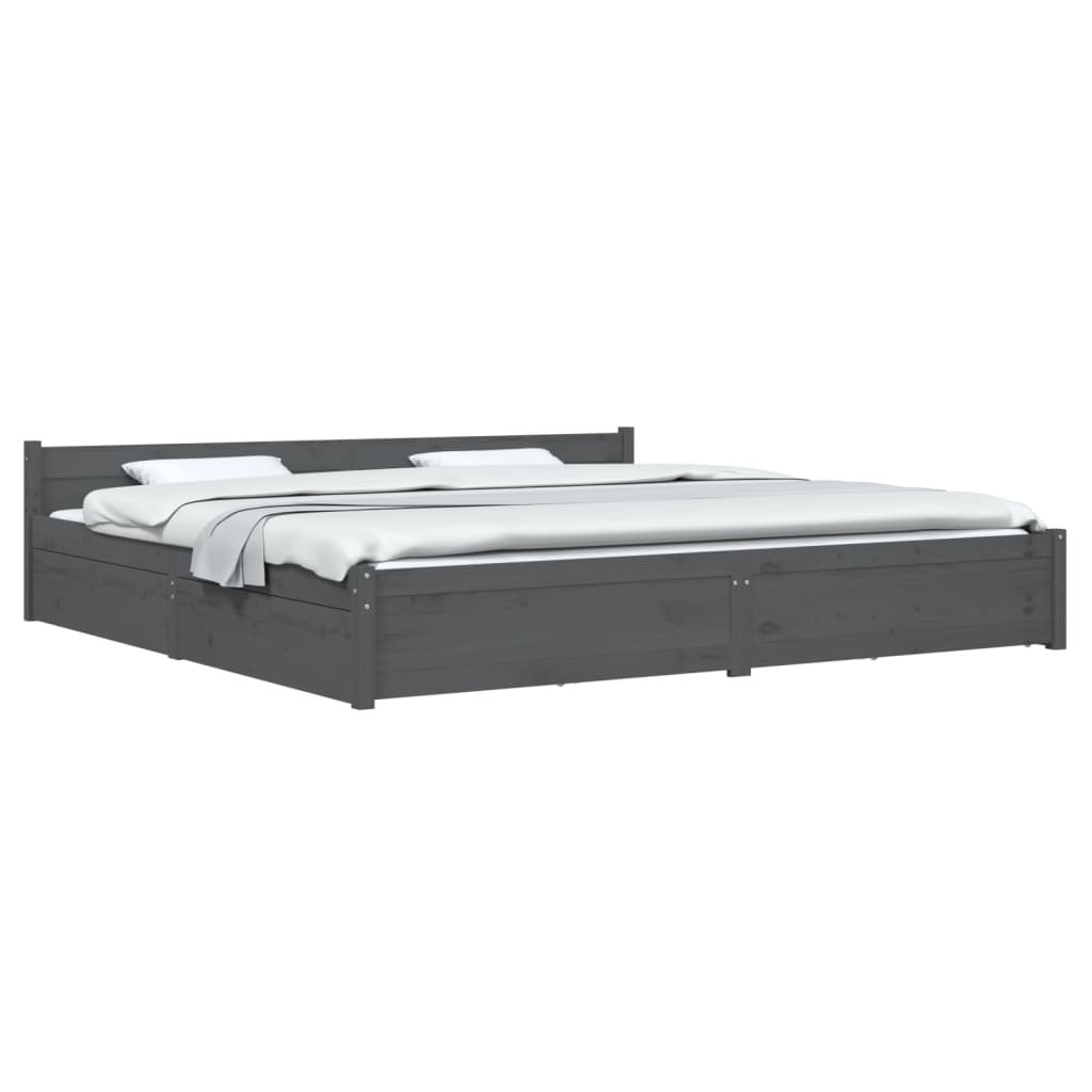 vidaXL Estructura de cama con cajones gris 180x200 cm