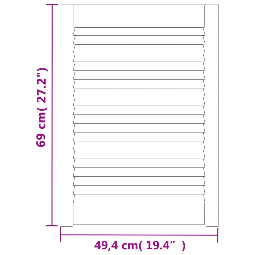vidaXL Puerta de armario lamas 2 uds madera pino blanco 69x49,4 cm