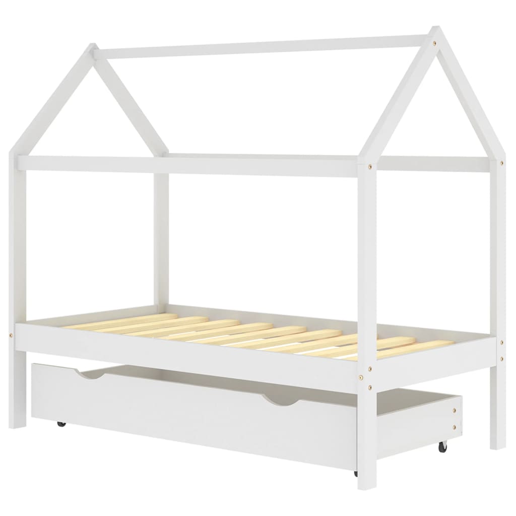 vidaXL Estructura de cama infantil cajón madera pino blanco 80x160 cm