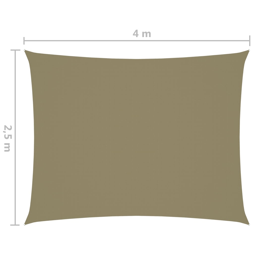 vidaXL Toldo de vela rectangular tela Oxford beige 2,5x4 m