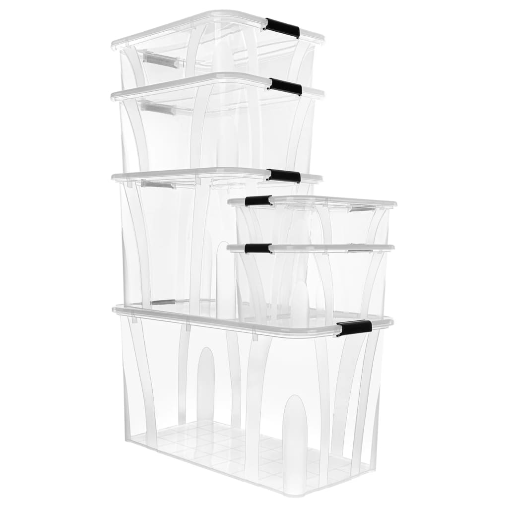 vidaXL Cajas de almacenamiento con tapa 2 unidades transparente 7 L