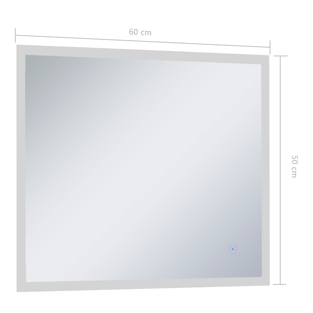 vidaXL Espejo de pared de baño con LED y sensor táctil 60x50 cm