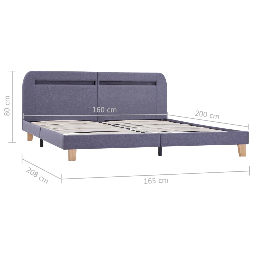 vidaXL Estructura de cama con LED tela gris claro 160x200 cm