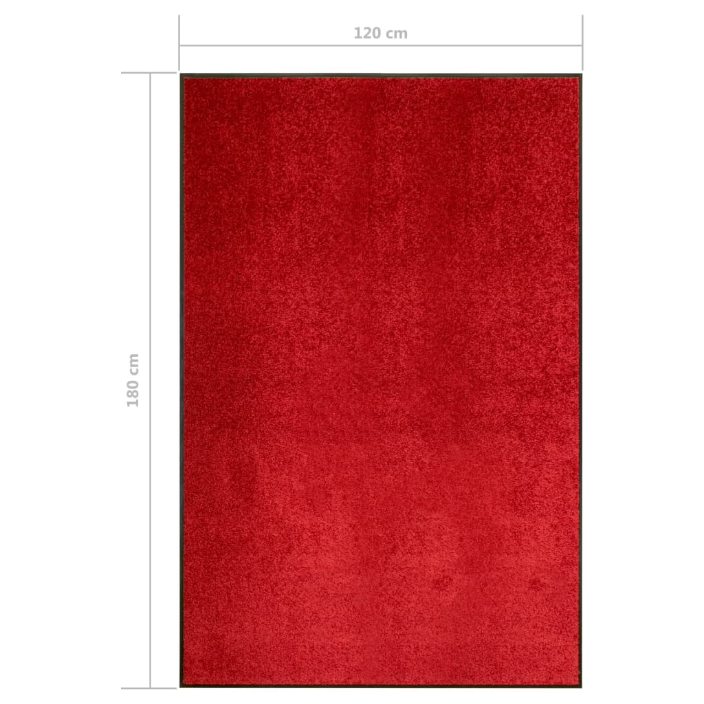 vidaXL Felpudo lavable rojo 120x180 cm