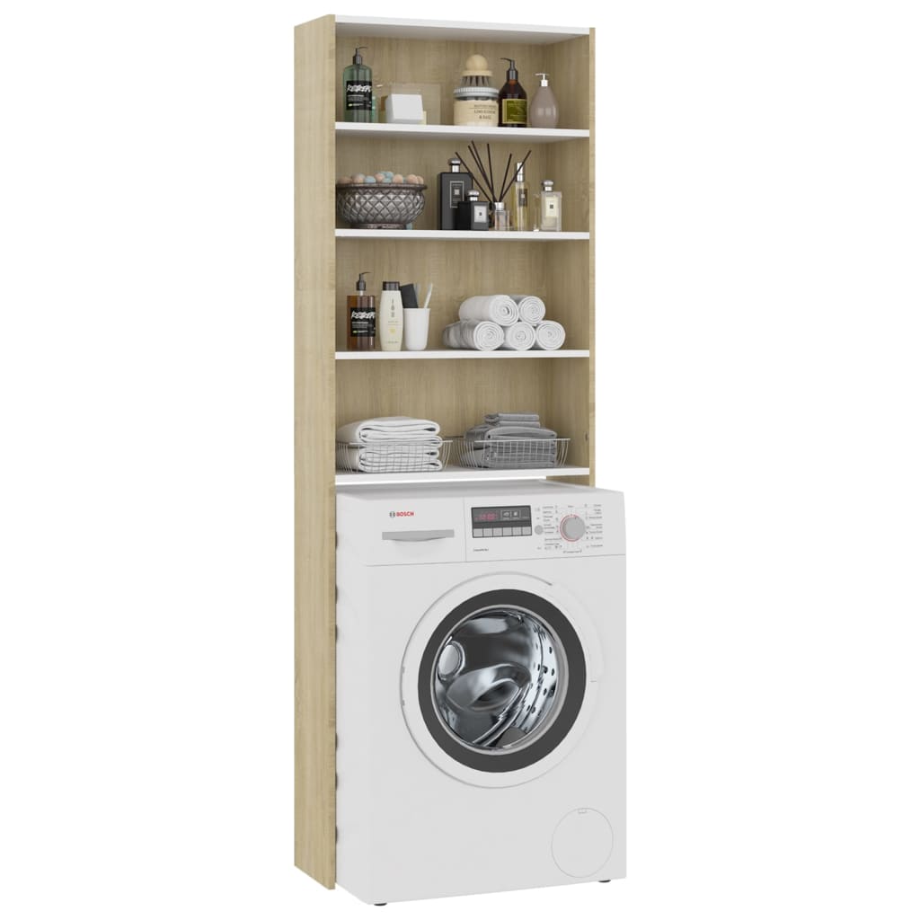 vidaXL Armario de lavadora blanco roble Sonoma 64x24x190 cm