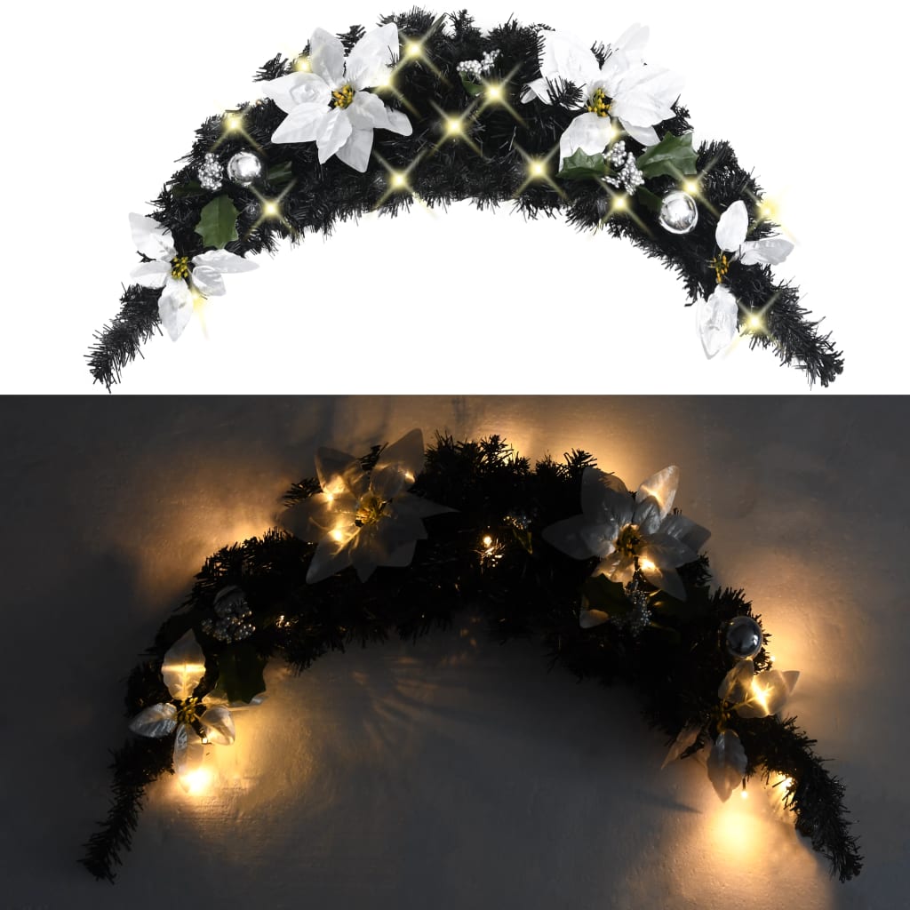 vidaXL Arco de Navidad con luces LED negro 90 cm PVC