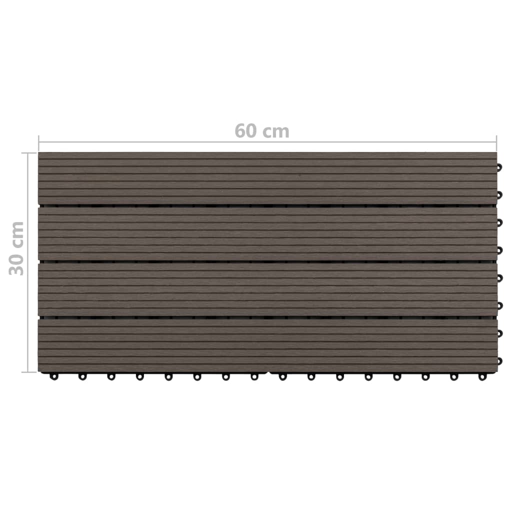 vidaXL Baldosas de porche 6 uds WPC marrón oscuro 60x30 cm 1,08 m²